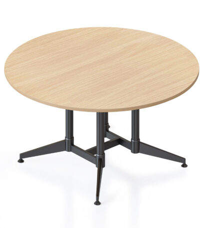 Typhoon 1500mm meeting table with black frame and natural oak top.